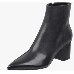 FSJ Black Pointed Toe Block Heel Ankle Boots